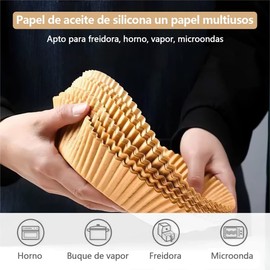 Papel para freidora de aire [100 piezas], LAWAN Revestimiento de papel desechable Almohadilla de pergamino redonda Papel de silicona antiadherente resistente al aceite para freidora de aire, freidora de horno, horno y microondas