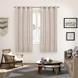 YoungsTex Natural Linen Curtains 72 Inch Long 2 Panels for Living Room, Light Filtering Drapes Textured with Bronze Grommet for Bedroom Country Decorative Burlap, 52 X 72 Inch
