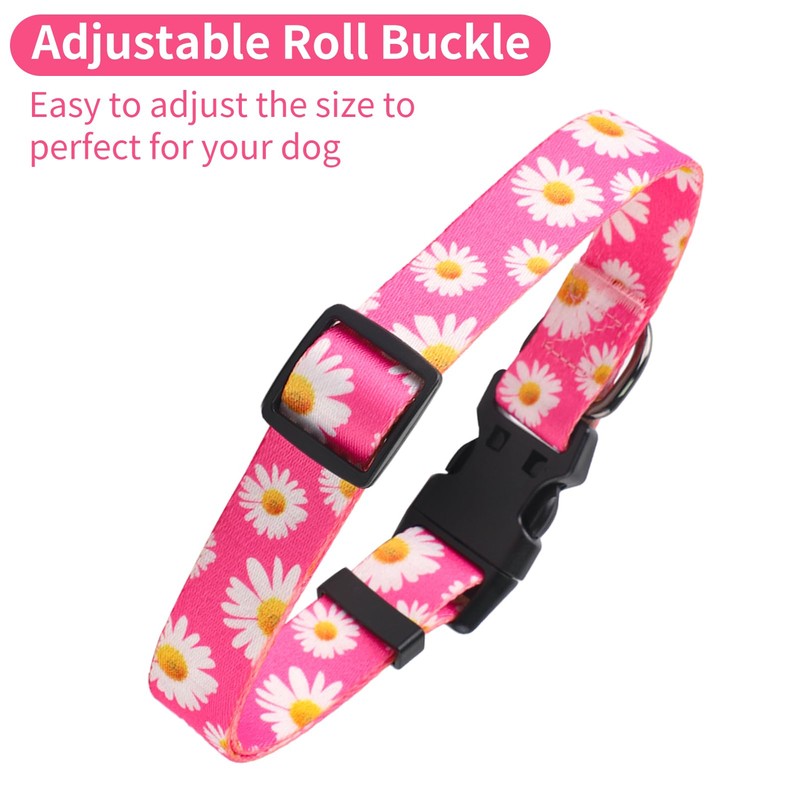 QQPETS Adjustable Soft Dog Collar: Print Flower Pink Multicolor Cute