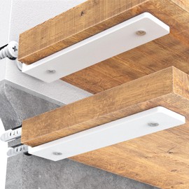 Goovilla Shelf Brackets, Heavy Duty Floating Shelf Bracket 10 Inch for 2×4” Wood Stud, 4 Pack L Brackets for Shelves, White Metal Wall Shelving Brackets, Shelf Support Brackets, 160 lb. Load Capacity