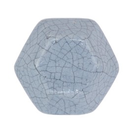 ETHNICITI Hexagonal Grey Crackle 40mm Ceramic Door Knobs Vintage Shabby Chic, Wardrobe Cabinet Cupboard Drawer Interior Furniture Pulls Handles Bedroom Dresser Lounge Kitchen