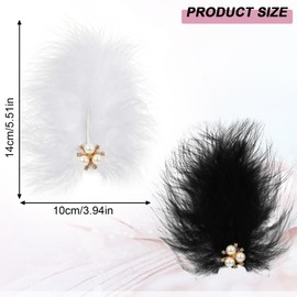 MWOOT Pack of 2 Feather Hair Accessories, Fascinators Hair Clips, Black and White, 1920s Women's Headpiece for Wedding, Prom, Tea Party, Feather Headpiece, Hair Clips for Dance, Performance,