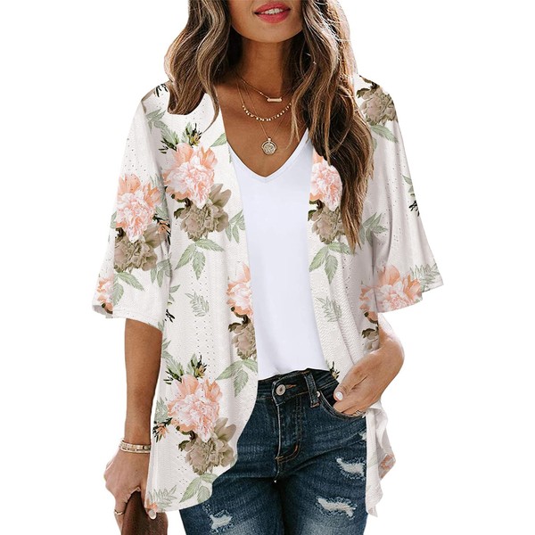 RIROW Womens Tops Kimono Cardigan Loose Cover Up Casual Blouse