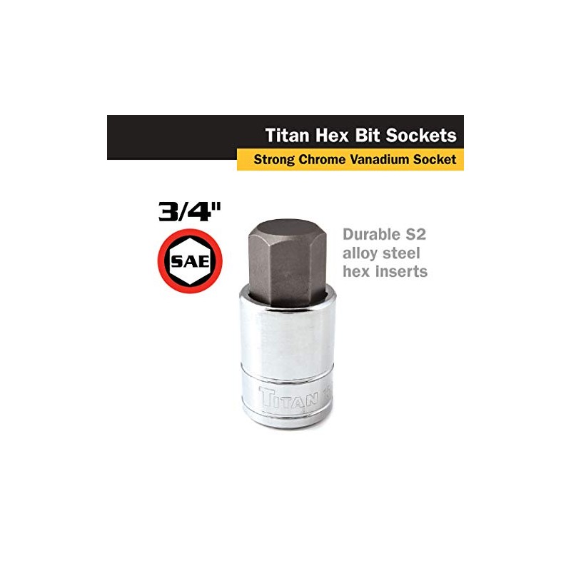 Titan 15666 1/2-Inch Drive x 3/4-Inch Hex Bit Socket