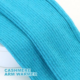 SEYUFN Winter Fingerless Long Gloves for Women Cashmere Blended Knitted Arm Warmers Super Soft Black Arm Sleeves, Aqua Blue, 50cm/19.7in
