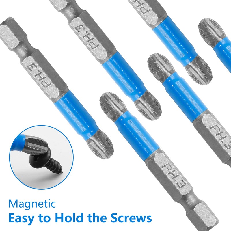 Cjueiom 10Pcs Magnetic PH3 Screwdriver Bits Set, Anti Slip Phillips