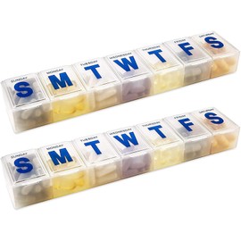 MEDca 7-Day Pill Planner - Extra Large Pill Organizer with 7 Compartments - BPA Free - Travel Pill Box Case (Pack of 2)
