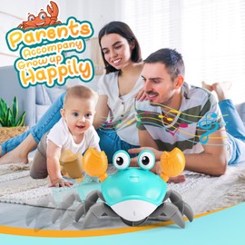 Crab Baby Toy, Children's Toy from 1 2 3 Years Tummy Time Toys Baby Toy from 6 7 8 9 10 Months Crawling Crab Gift Child 1-3 Years Boy Girl Crawl Musical Toys for Babies
