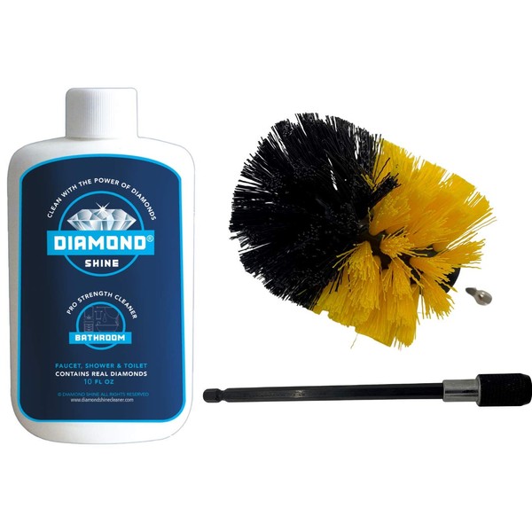Diamond Shine 3 Piece Bathroom Cleaner & Scrub Brush Combo With Extension Toilets Hard Water Stain Remover Shower Door Cleaner