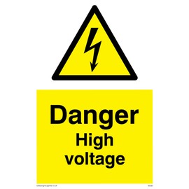 Viking Signs WE90-A6P-V "Danger High Voltage" Sign, Vinyl, 150 mm H x 100 mm W