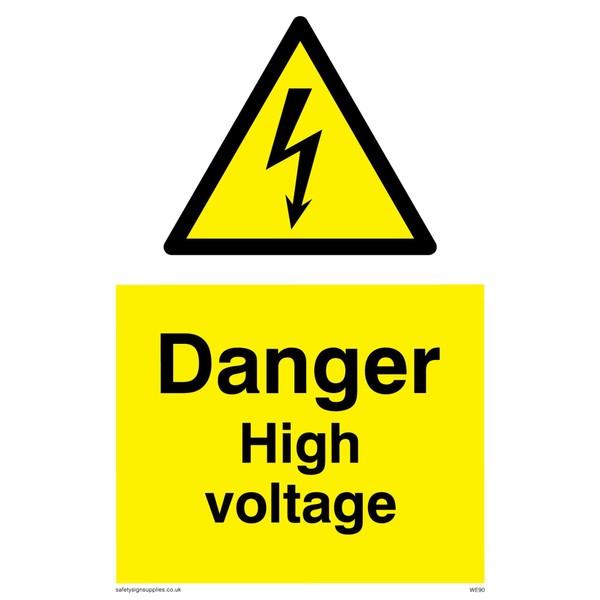 Viking Signs WE90-A6P-V "Danger High Voltage" Sign, Vinyl, 150 mm
