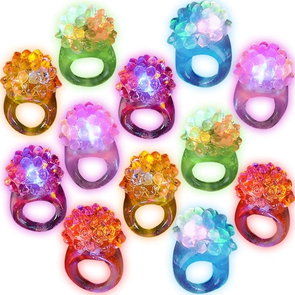 ArtCreativity Light Up Bumpy Rings for Kids, Set of 12, Flashing Accessories for Boys and Girls in Assorted Colors, Light-Up Party Favors for Children, Goodie Bag Fillers and Stocking Stuffers