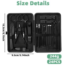 24 PCS Manicure Set, Mens Nail Grooming Kit, Nail Care Kit, Nail Set, Nail Clipper Set, Portable Care Kit for Travel or Home, Travel Gift for Women Men,Suitable for Hand Foot Care