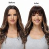BUYOGET Clip in Fringe Human Hair Extension Natural Light Brown