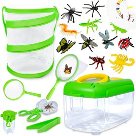 Bbiamsleep 20 Pcs Bug Catcher Kit, Insect Bug Catching Kit Insect Bug Habitat Exploration Set with Magnified Viewer Bug Catcher Butterfly Net Tweezers Bug Cage Bug Box