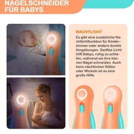Easy@Home Electric Nail File Baby: Nail Scissors, Nail Trimmer, Nail Cutting for Newborns, Nail Care Set for Children, Low Noise Nail Grinder, Fingernail Cutter, Gift for Infants, Orange