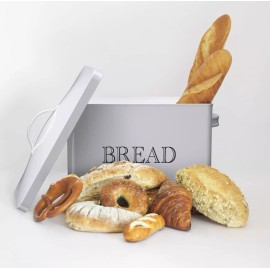 Klarstein  Bread Box - Countertop Space-Saving, Extra Large, High Capacity Metal White