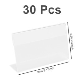 30 x Vertical Acrylic Label Holders (8 x 5.2 cm) Acrylic Table Name Plate Price Tags Stand Transparent Price Label Holder Table Stand Retail Price Tag for Shopping Malls, Office