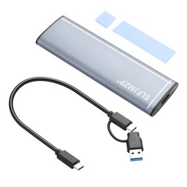 ELFJMZP M.2 NGFF/NVMe Protocol SSD External Box Adapter Support USB 3.1 GEN2 10Gbps M-Key/B+M Key SSD UASP Trim for SSD 2242/2260/2280 6TB Capacity with Type-C + USB3.1(A-C) Cable 33cm/13in
