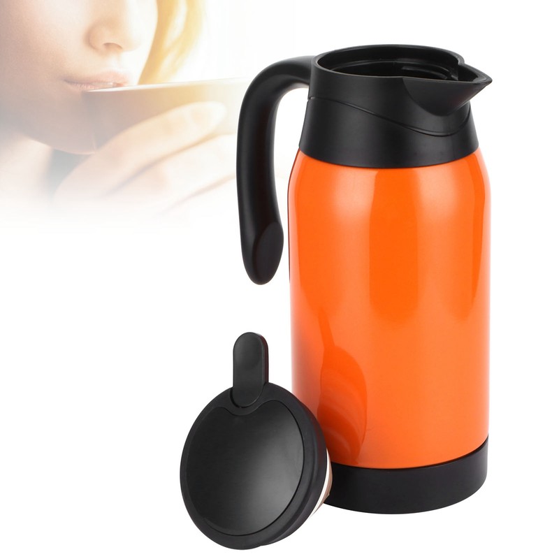 Orange Car Electric Kettle Temperature Display Car Boiling Cup Travel