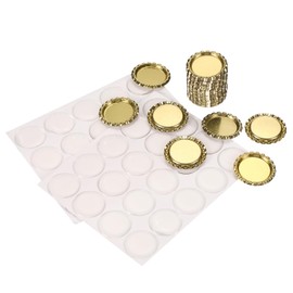 PATIKIL 40 Set Bottle Caps for Crafts, 1 Inch Double Sides Printed Craft Bottle Caps with Clear Resin Epoxy Stickers for DIY Craft Badge Making, Gold Tone