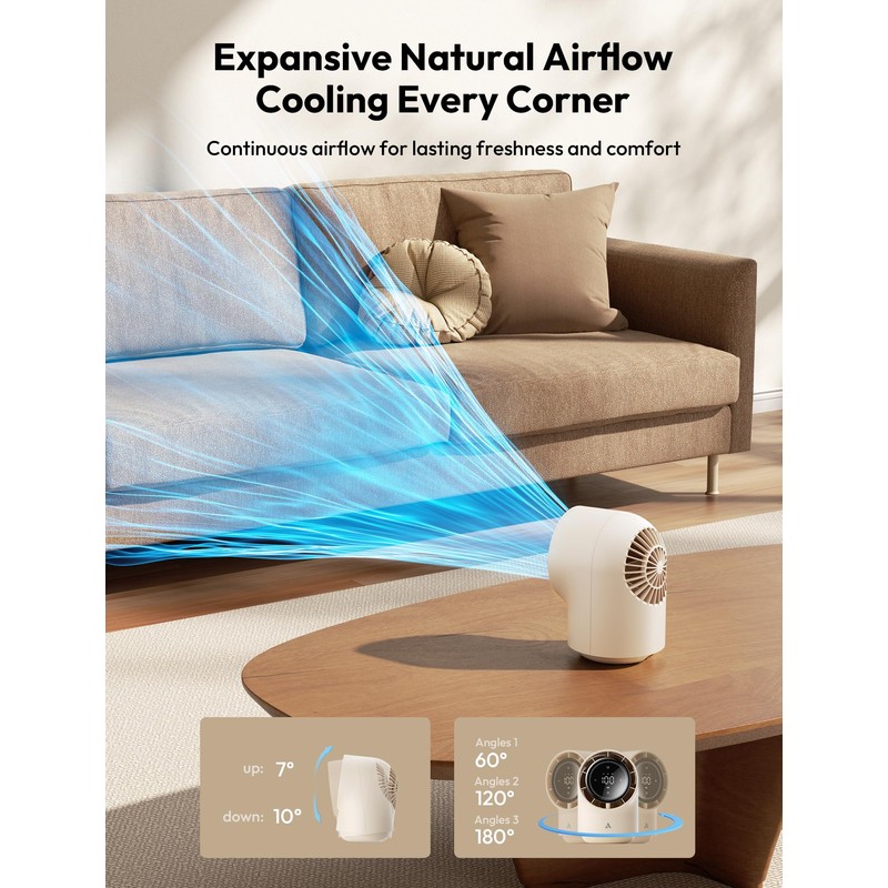 Aecooly Touch Control Desk Fan, 100 Speeds Quiet Bedroom Digital