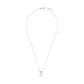 Amor Women's Chain with Pendant 925 Silver Rhodium Plated Crystal White Round Synthetic Pearl 45 cm 2016408
