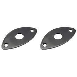 2PCS Guitar Jack Plate, Output Input Jack Cover Plate, Guitar Accessories Electric Guitar Bass Jack Socket For Style Electric Guitar Parts Replacement (Black-B)
