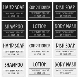 Healvian 12PCS Waterproof Soap Labels Bathroom Labels for Bottles Toiletry Labels Refillable Bottle Label for Hand Soap Shampoo Conditioner Lotion Stickers