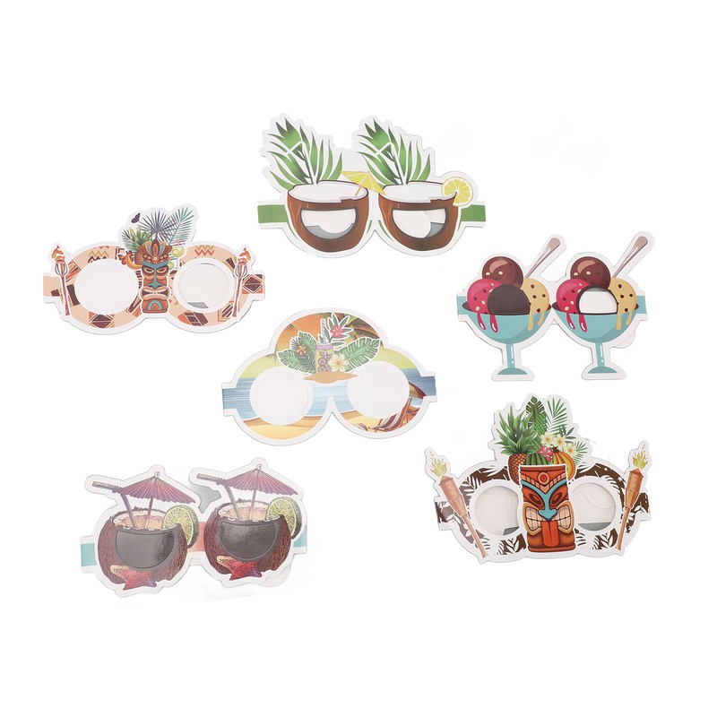 18pcs Paper Eyeglasses 6 Styles Funny Hawaiian Paper Sunglasses for