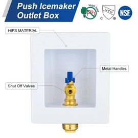 EFIELD Premium Ice Maker Outlet Box,1/2-Inch Push-fit Inlet with Installed 1/4-Turn Brass Ball Valve (Push)