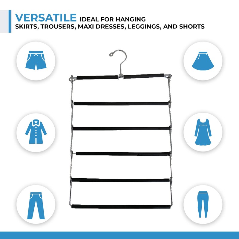 Multi Tier Swing Arm Pants Hanger | Space Saving Clothing