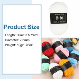 sourcing map 1 Skein Cotton Yarn, 60% Cotton, 40% Acrylic Knitting Yarn Crochet Yarn, Blanket Yarn for Crocheting Each of 50g/1.76oz(Per Skein 80m/87.5 Yard) /Cream White