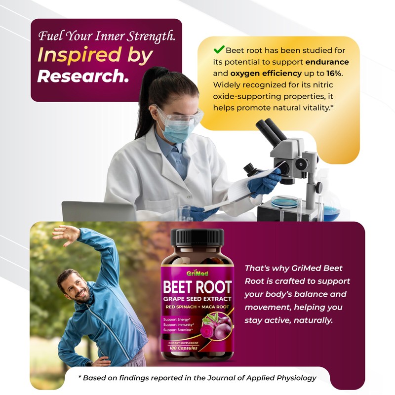 GriMed Beet Root with Grape Seed Extract, Maca Root, Red
