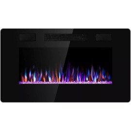 Unbranded 30 Inch Electric Fireplace in-Wall Recessed and Wall Mounted,Multic