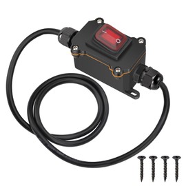 Linkstyle Inline Cord Switch, 12V 20A 4Pin DPST On Off Waterproof Inline Toggle Switch with Red Light & 14 AWG Wire for Outdoor Electrical Appliances