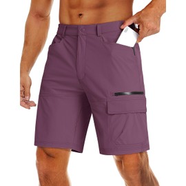 MAGCOMSEN Fishing Shorts for Men Quick Dry Cargo Shorts Work Summer Shorts Outdoor Hiking Shorts Purple Red,38