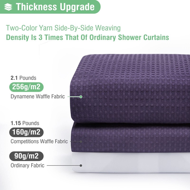 Dynamene Purple Fabric Shower Curtain - Waffle Textured Heavy Duty
