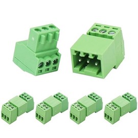 Willwewon Set of 5 3P 2.54 mm Pitch Screw Terminal Block Connectors, Pluggable Quick Male and Female Plug for 28-16AWG (5 Set 3P)
