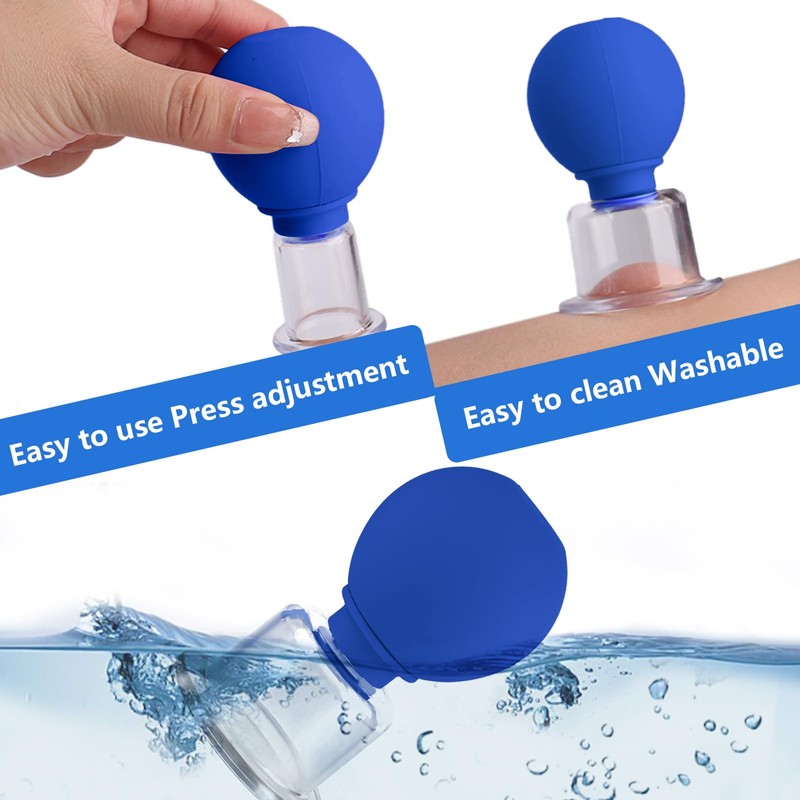 YYTECH Schröpfgläser mit Silikon Saugball 4 Stück Schröpfglas Set Gesicht