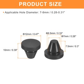 uxcell 15Pcs Silicone Plugs, Rubber Round Snap in Locking Hole Plugs for 7-8mm Hole, Hole Stoppers Waterproof Hole Plug for Metal Tube, Furniture End Caps Inserts, Black