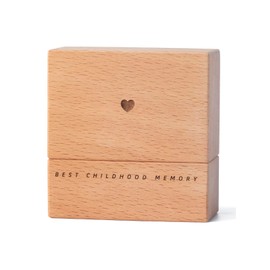 iwoohome Tooth Fairy Keepsake Box for Girls & Boys, Tooth Fairy Box with Glass Bottle, First Haircut Keepsake Holder, Stores Lost Teeth for Kids, to Keep The Childhood Memory (Square, Heart shape)