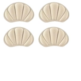 Geettcaifu Back of Heel Cushion Inserts, Mesh Self-Adhesive Grips Pads, Reusable Adhesive Heel Guards Liners for Boots, Loose Shoes Too Big, Improve Shoe Fit for Women Men 4 Pcs - Beige