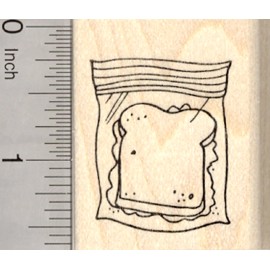 RubberHedgehog Sandwich Rubber Stamp, School Lunch in Bag E25309 WM
