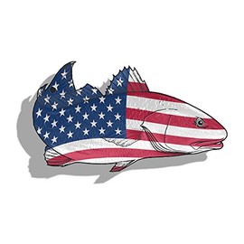 USA Red Fish Sticker Car Truck Laptop Fishing Decal American Flag