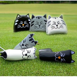 Putter Cover Headcover for Odyssey 2 Ball Mallet Magnet Fits Scotty Cameron Odyssey Pin Cat Black White Gray (Grey, Mallet)