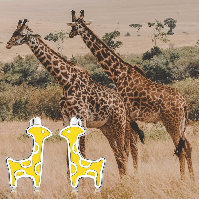 Giraffe Earrings Hypoallergenic 925 Sterling Silver Animal Stud Earrings Jewelry