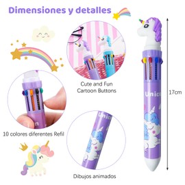 12 Pzs Bolígrafos Multicolores 10 en 1 de 0,5 mm, Bolígrafo Retráctil de Colores, Pluma Multicolor de Punta Fina para Oficina Material, Escolar, Estudiantes, Regalo para Niños