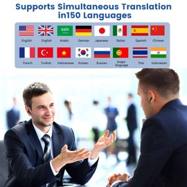 Translation Earbuds, Ultra Long Life Noise Cancellation, Bi-directional Voice Translation in 140 Languages, Instant Translation Device with Bluetooth for Business Travel and Study