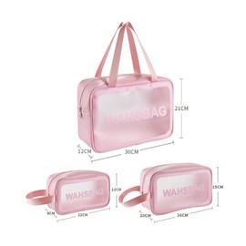 Bolsa de Cosméticos Transparente para Hombres y Mujeres Bolsa de Viaje Bolsa de Almacenamiento Impermeable Baño de Gimnasio Rosa de Gran Capacidad（Ros